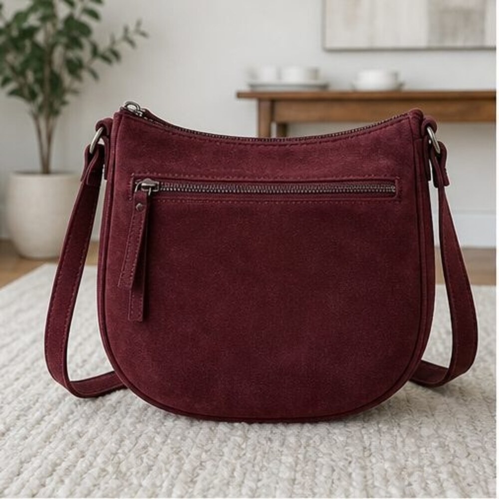 Merlot Suede Crossbody Bag